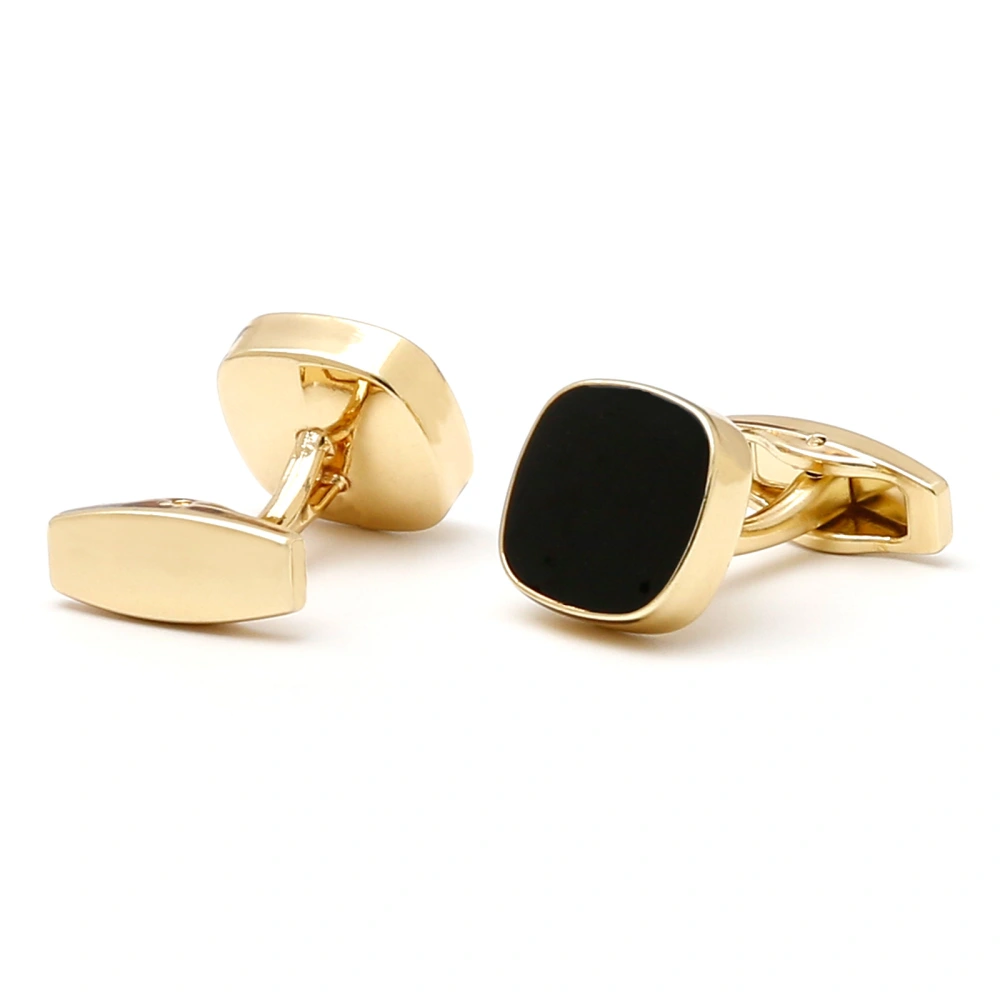 Men's Cufflinks 2023 New Classic Simple Inlaid Black Square Gold Shirt Cufflink Buttons