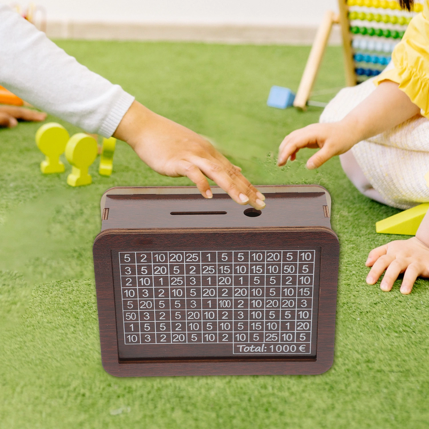 Wooden Piggy Bank Counter  Wood Coin Bank Toddler Money Saving Container