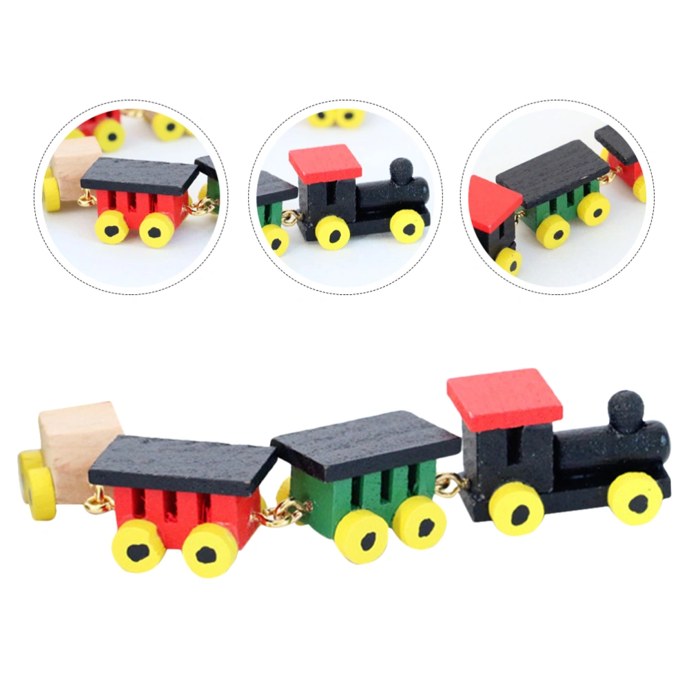 Miniature Cartoon Train Model Doll House Mini Train Decoration Kids Funny Small Train Toy