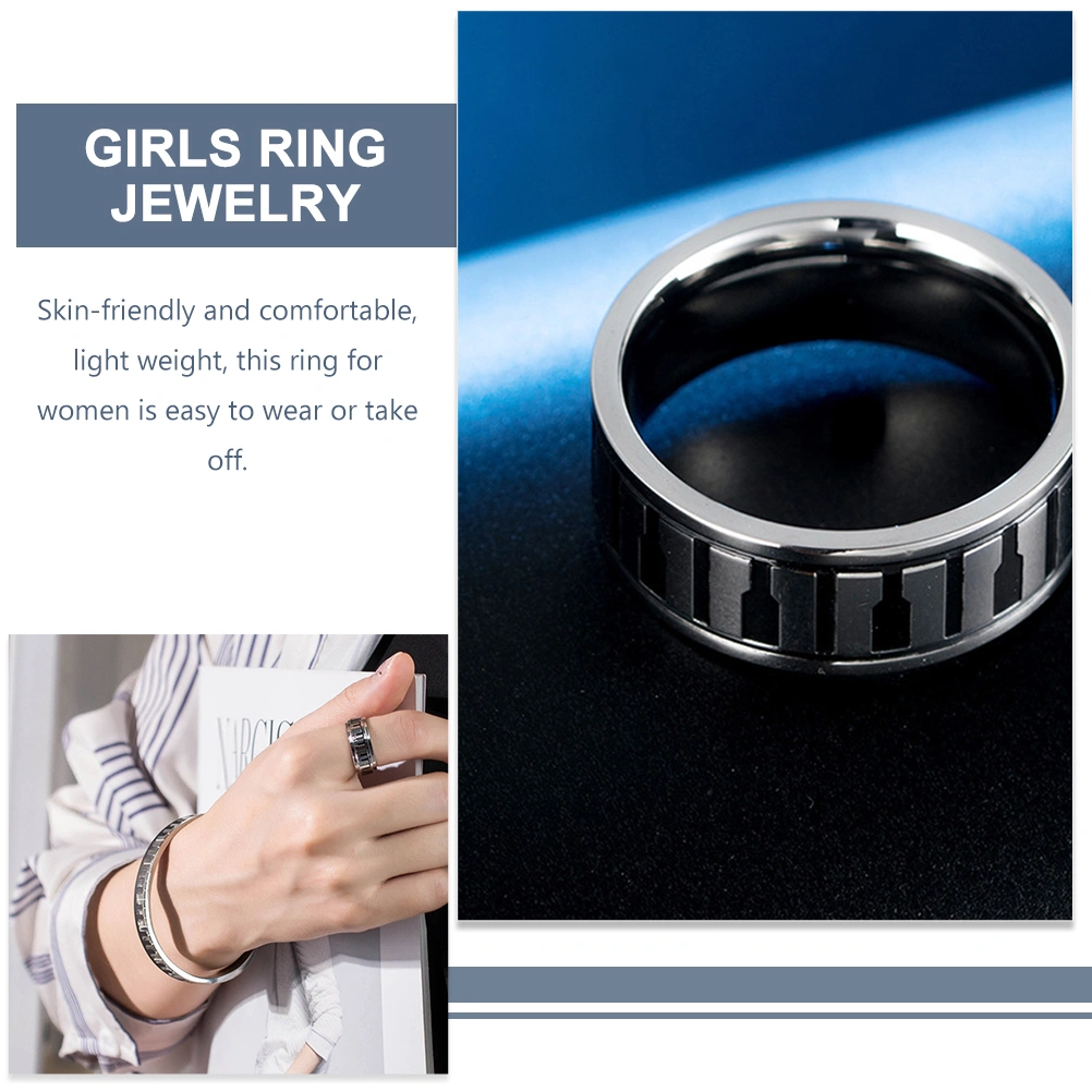 Finger Ring Piano Key Pattern Ring Jewelry Stainless Steel Ring Personalized Ring for Women Men