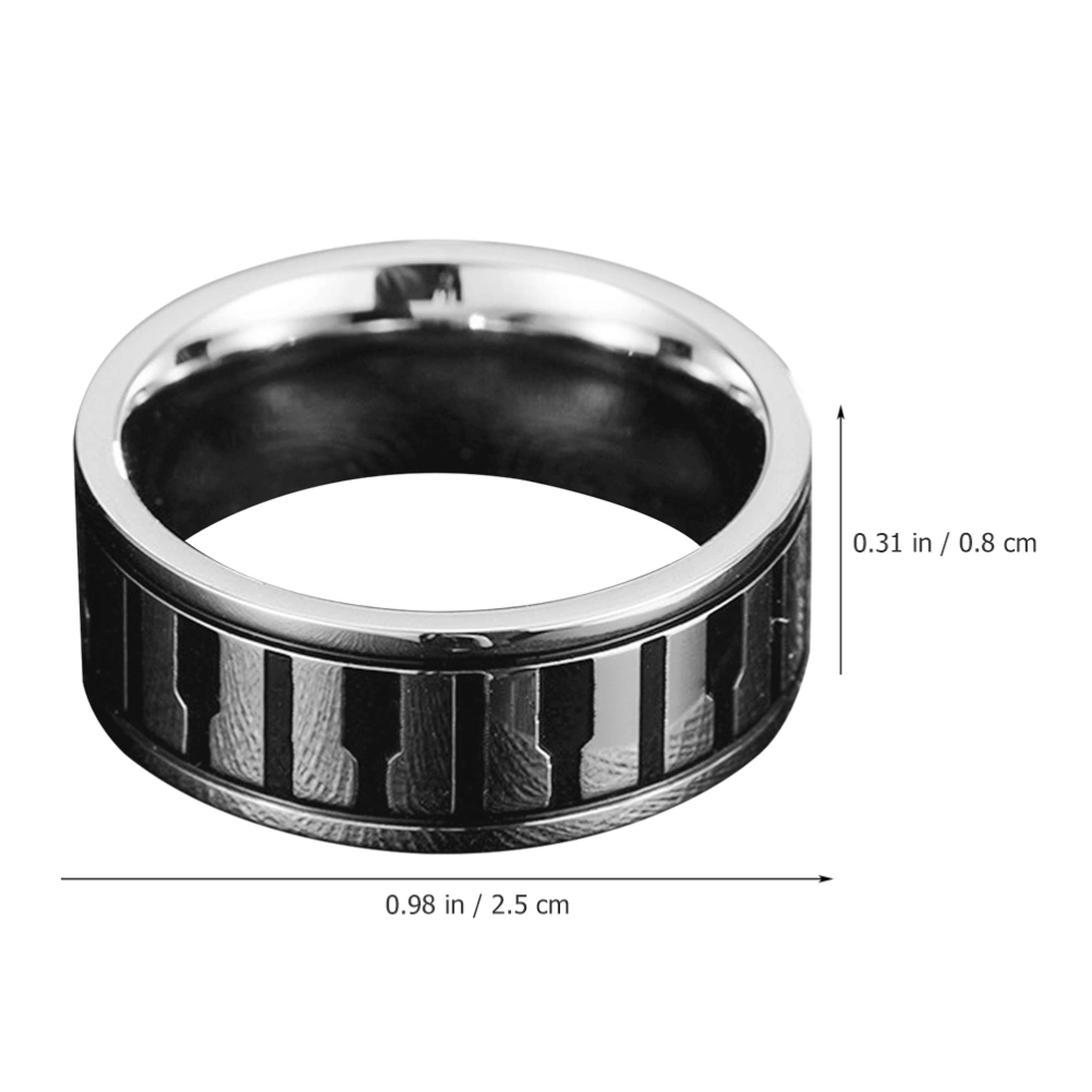 Finger Ring Piano Key Pattern Ring Jewelry Stainless Steel Ring Personalized Ring for Women Men