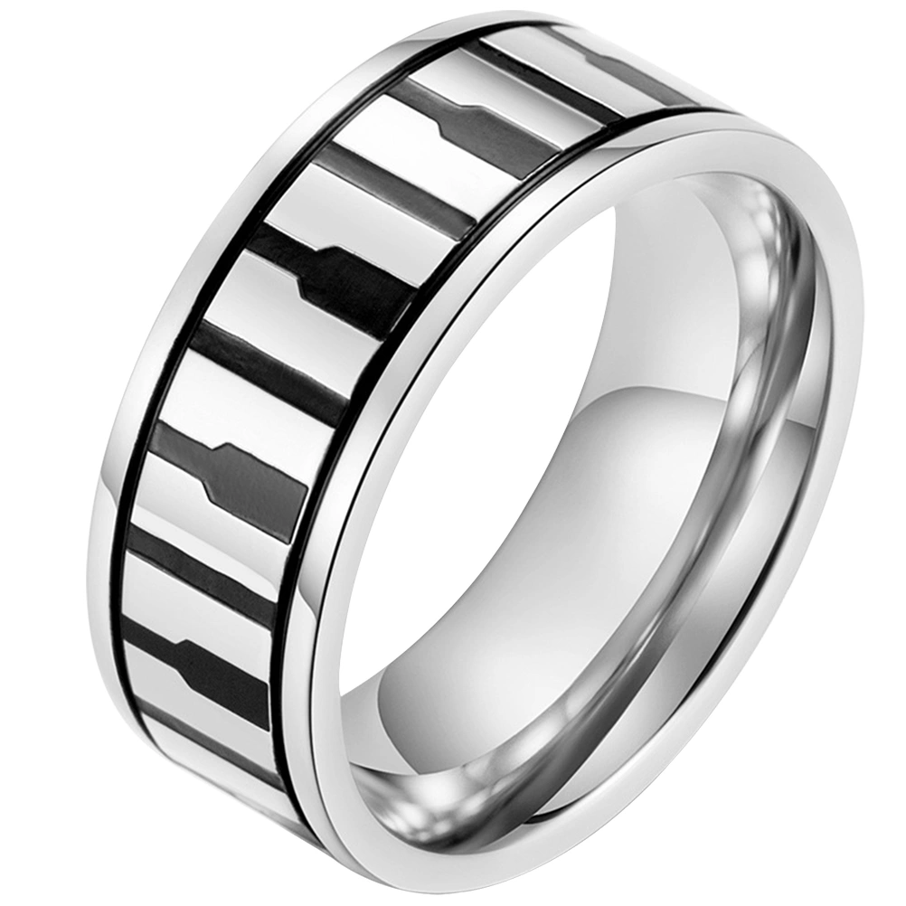 Finger Ring Piano Key Pattern Ring Jewelry Stainless Steel Ring Personalized Ring for Women Men