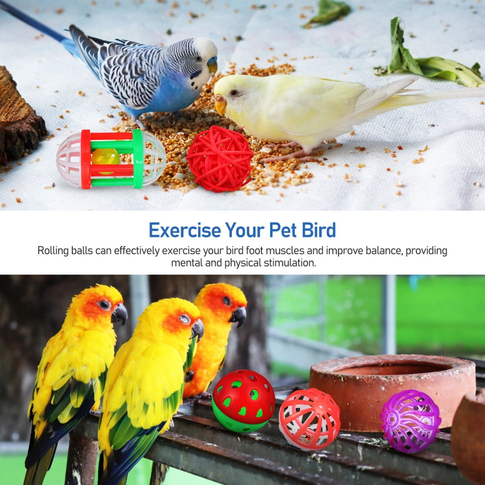 12 Pcs Foraging Balls Bird Toys Parrot Parakeets Toys Cockatiel Chewing Training Bell Balls Playthings