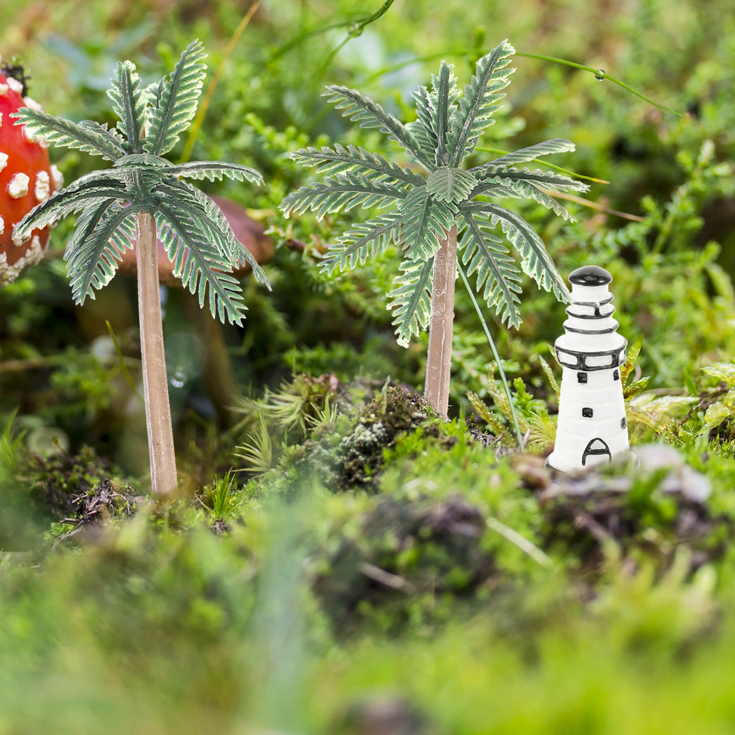 1 Set of Mini Beach Decoration Microlandscape Layout Ornament Beach Style Mini Tree Lighthouse Sea Star
