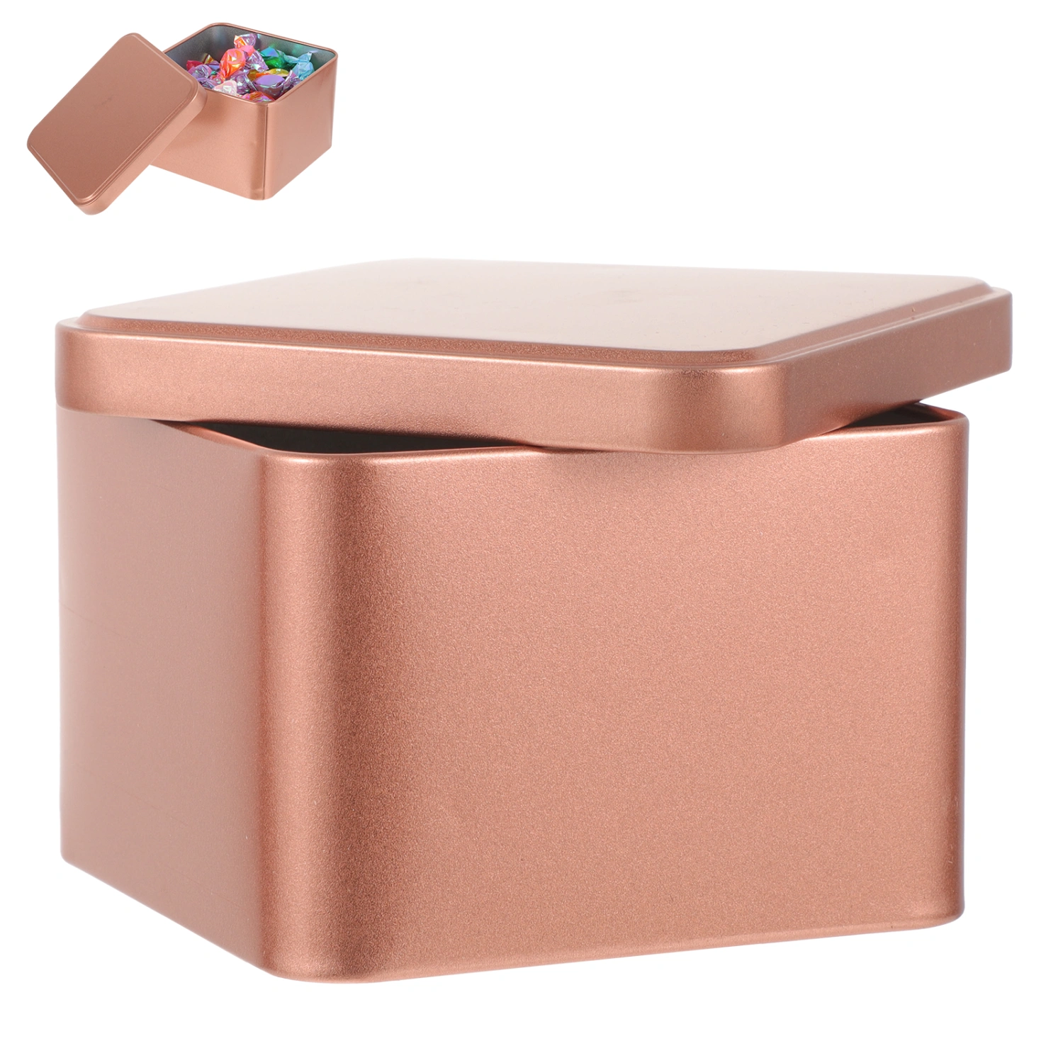 Metal Tin Square Tea Canister Portable Loose Leaf Tea Tin Box Empty Tin Box with Lid