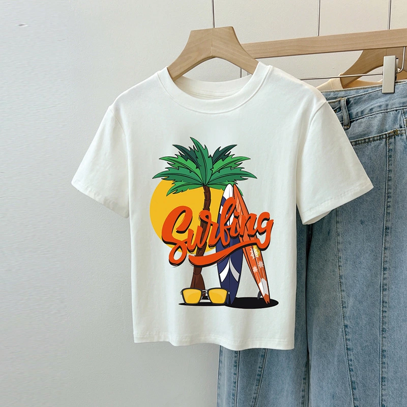 New Dog Print Top Slim Fit Cotton Base Shirt