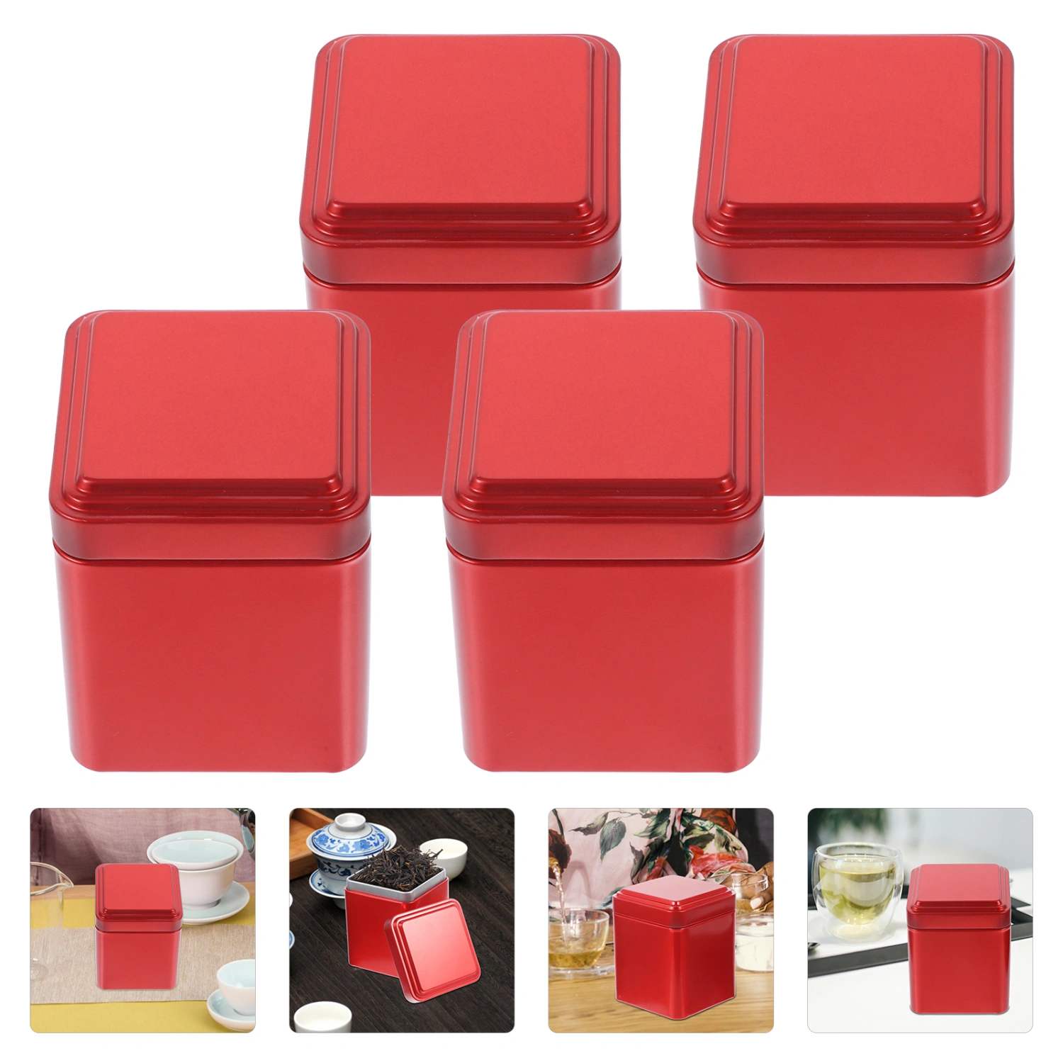 4pcs Unique Tea Canister Candy Jar Mini Tea Leaves Storage Jar for Home Office
