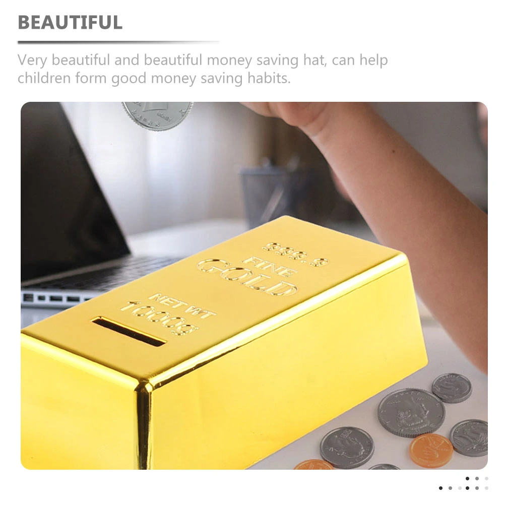 2 pcs Gold Bar Coin Bank Golden Brick Piggy Bank Kids Saving Money Box Children Piggy Banks