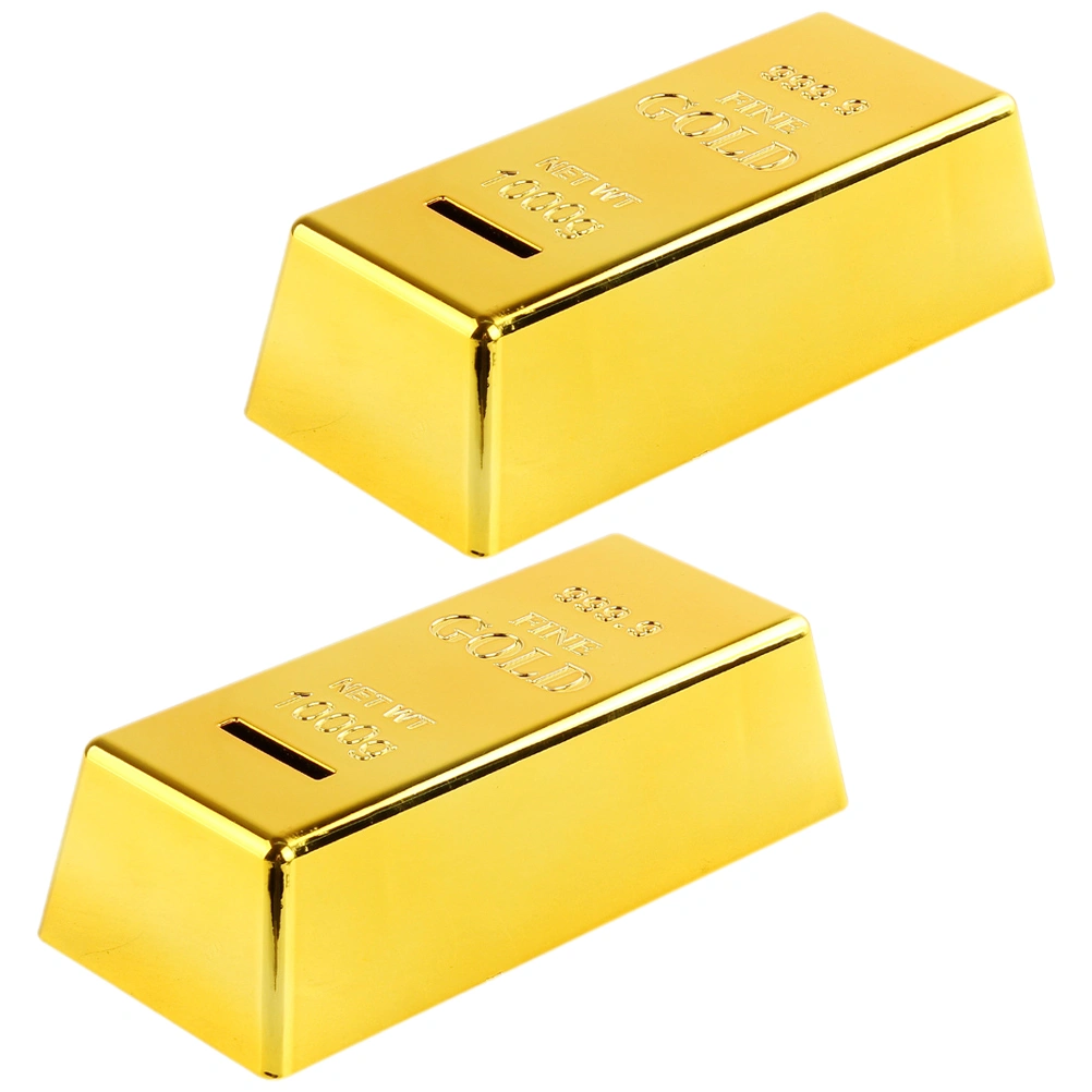 2 pcs Gold Bar Coin Bank Golden Brick Piggy Bank Kids Saving Money Box Children Piggy Banks