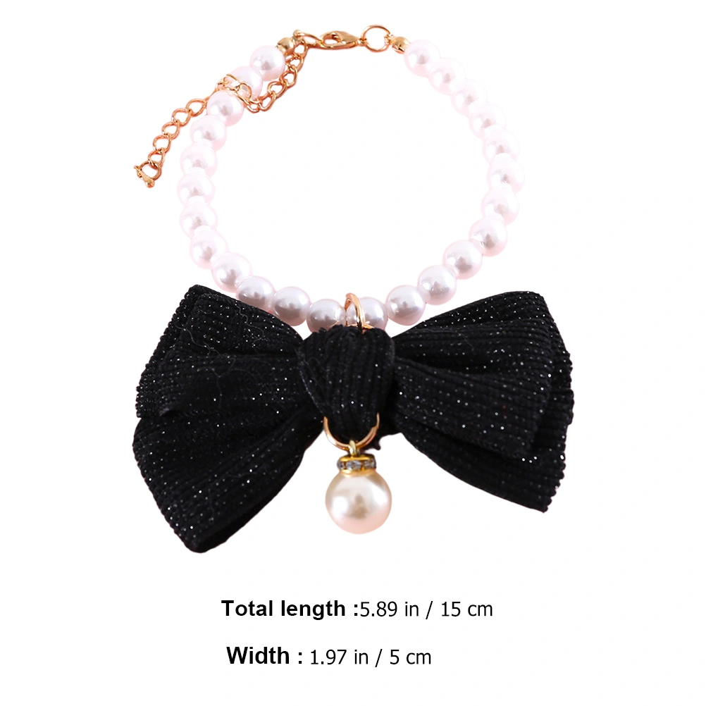 Elegant Pet Pearl Collar Decorative Bowknot Pet Cat Collar Delicate Pearl Chain Pet Necklace