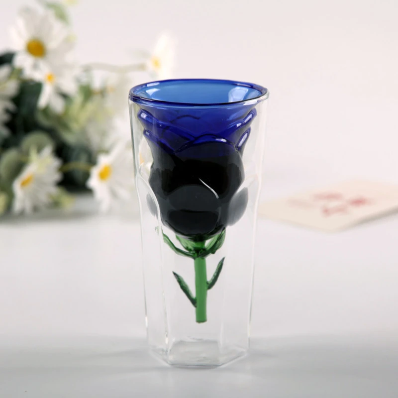 Water Cup Flower Wine Glass Decorative Beverage Cup Bar Wine Cup Glass Juice Cup