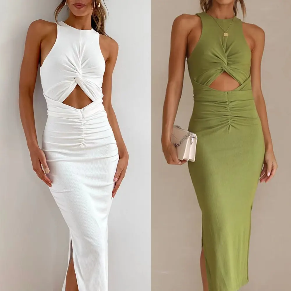 Women's Casual Vacation Sleeveless Slim Fit Slit Dress