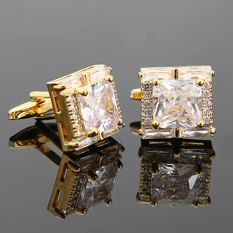 Square Diamond Men's Zircon Crystal Cufflinks