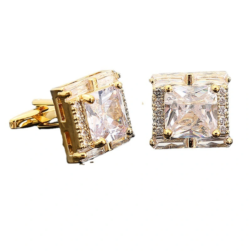 Square Diamond Men's Zircon Crystal Cufflinks