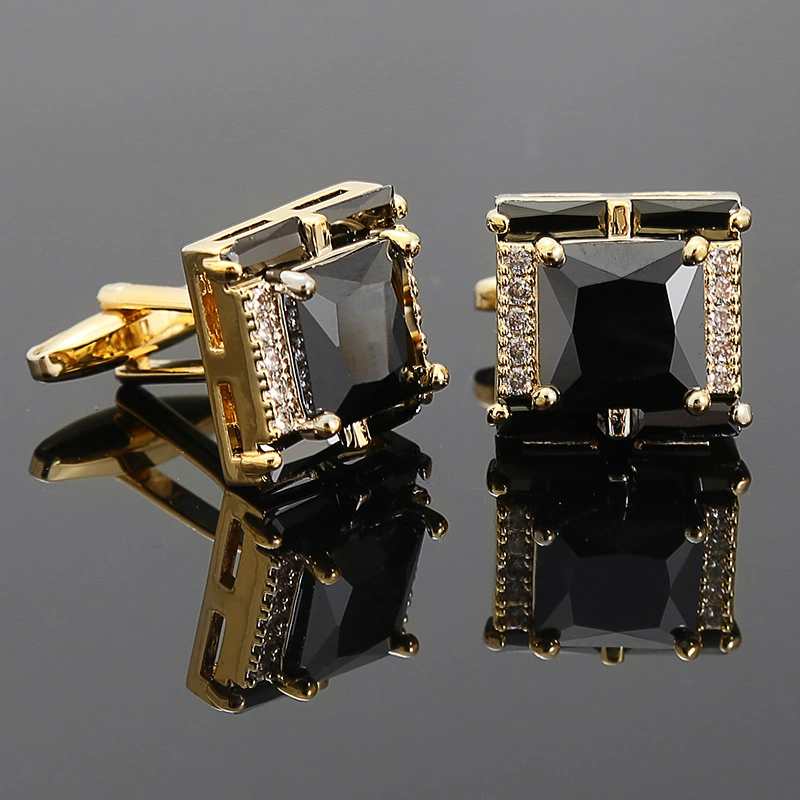 Square Diamond Men's Zircon Crystal Cufflinks