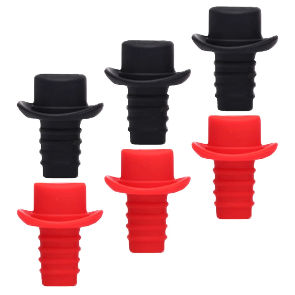 6Pcs Silicone Bottle Stopper Red Wine Stopper Party Bottle Plug Champagne Bottle Stopper for Bar