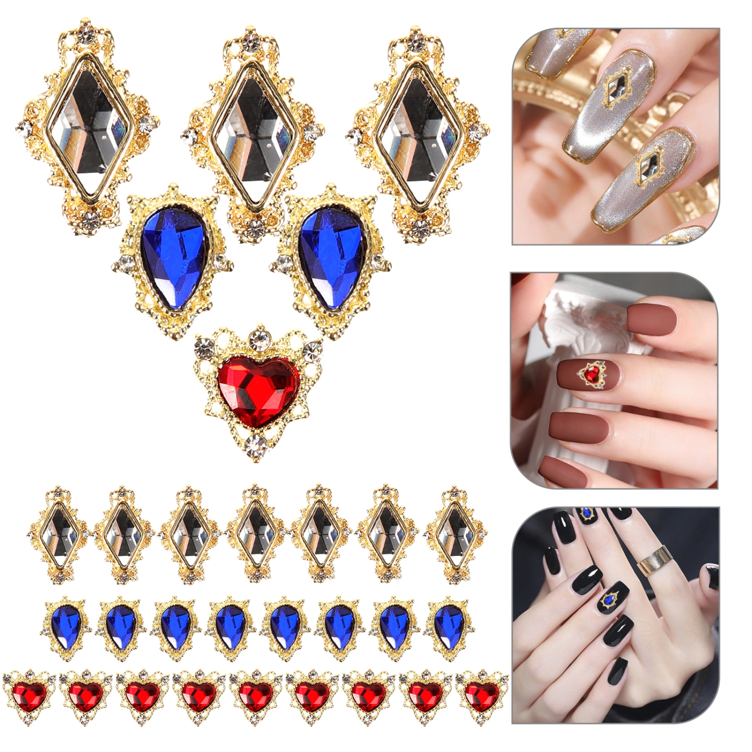 30pcs Nail Rhinestones Nail Art Charms Nail Gems Manicure Decorations for Women Girls