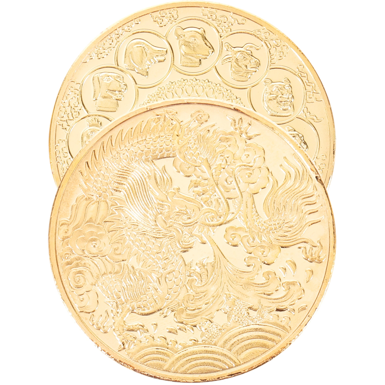 2Pcs Chinese Zodiac Year Of Dragon Coin Classy Commemorative Traditional Dragon Coin