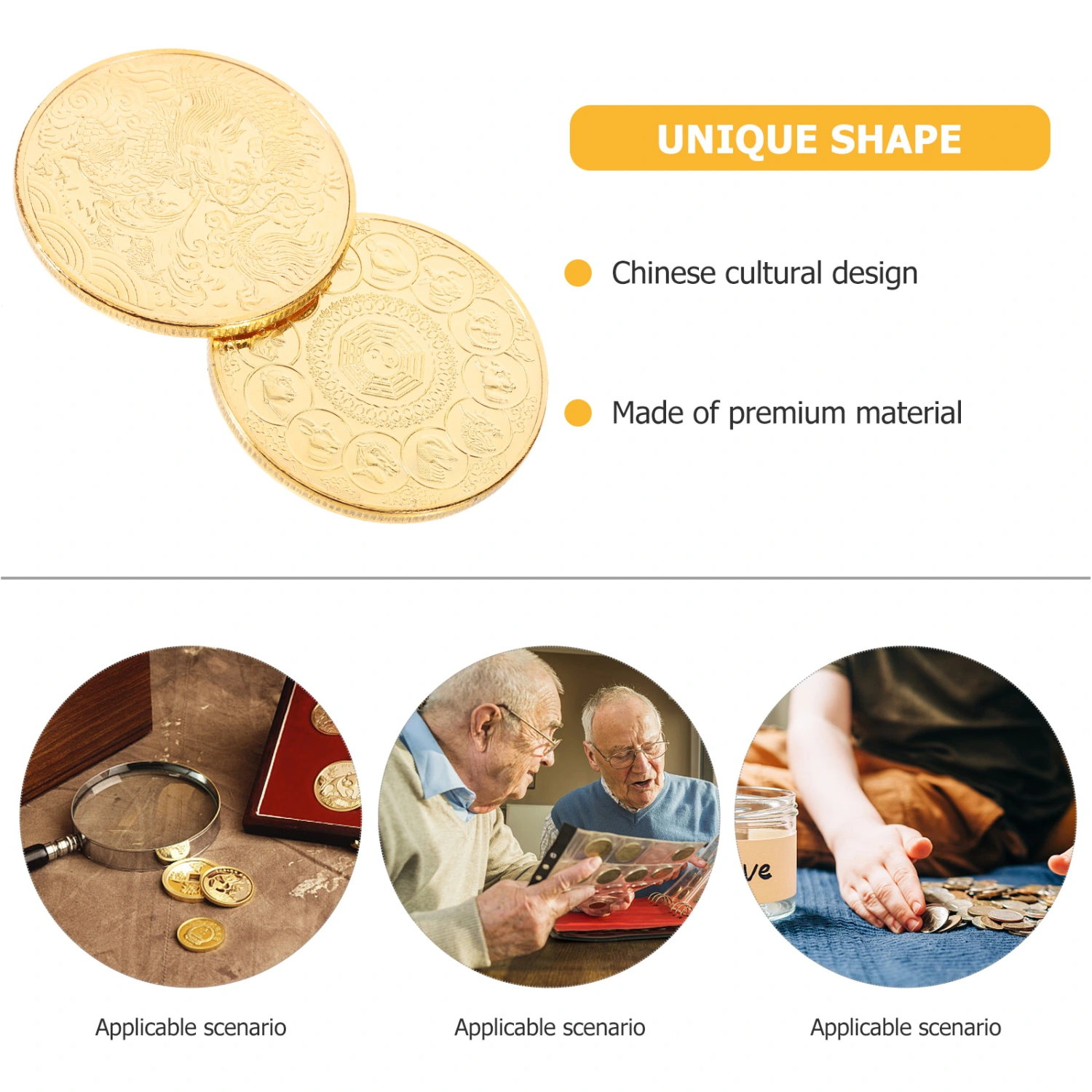 2Pcs Chinese Zodiac Year Of Dragon Coin Classy Commemorative Traditional Dragon Coin