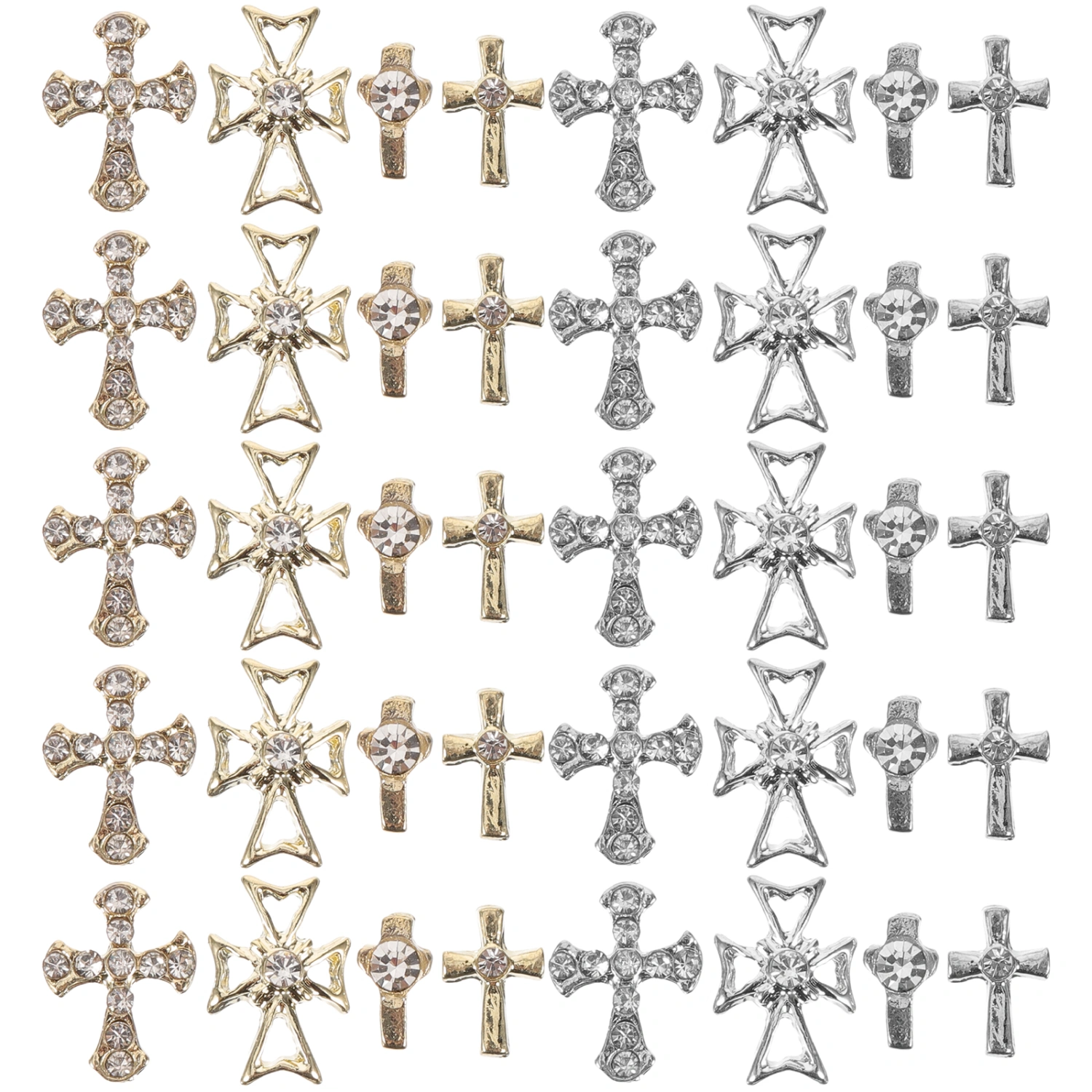80pcs Cross Nail Charms Nail Rhinestones 3D Nail Gems Women Manicure Art Jewelries