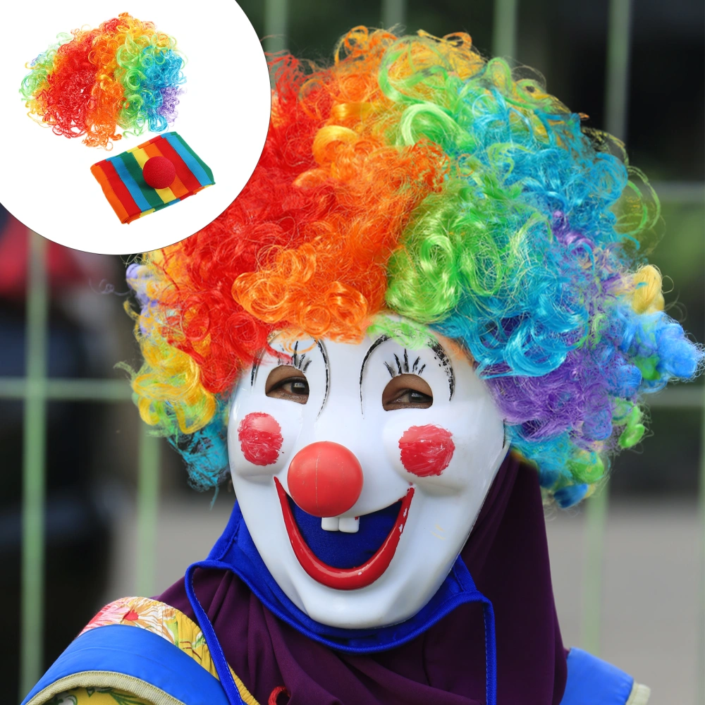 1 Set Carnival Decoration Clown Costume Accessories Including Wig Nose and Socks