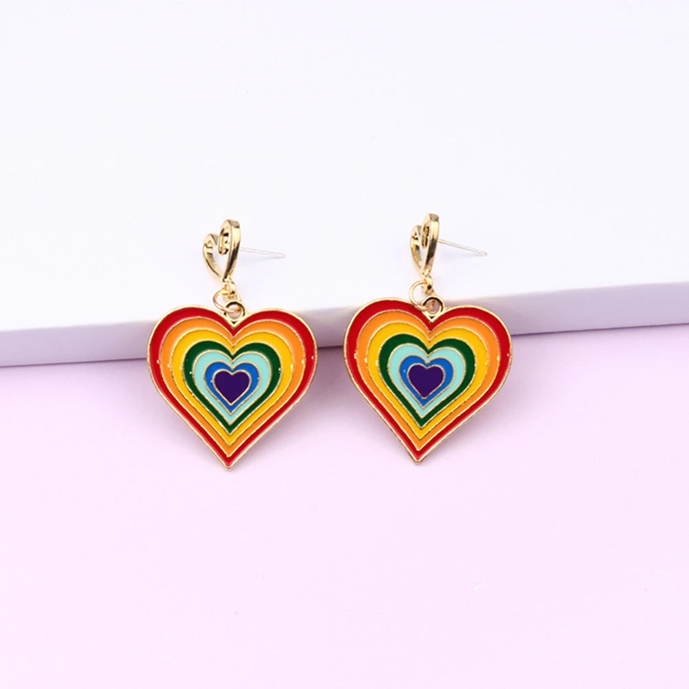 1 Pair Colorful Stud Earrings Heart Earrings Trendy Ear Studs Women Girls Ear Jewelry