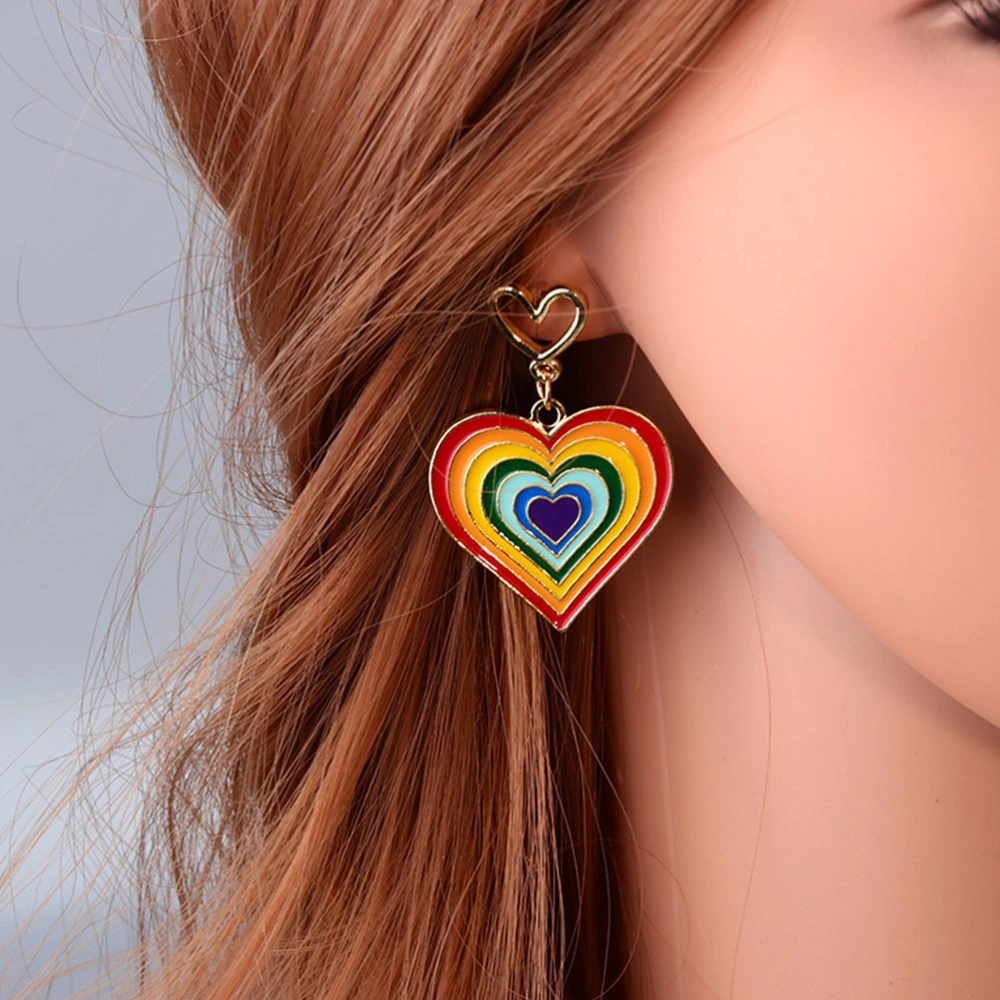 1 Pair Colorful Stud Earrings Heart Earrings Trendy Ear Studs Women Girls Ear Jewelry