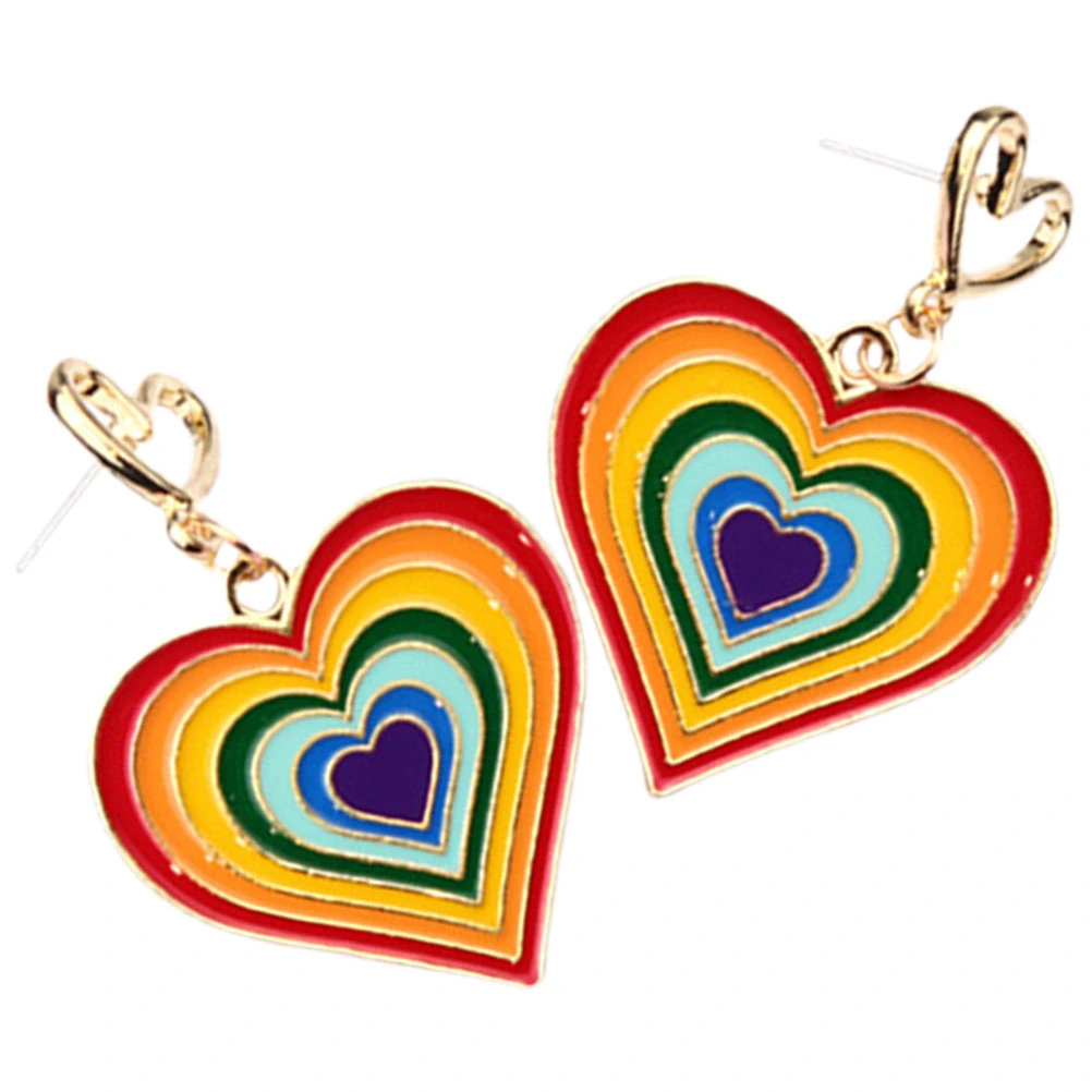 1 Pair Colorful Stud Earrings Heart Earrings Trendy Ear Studs Women Girls Ear Jewelry