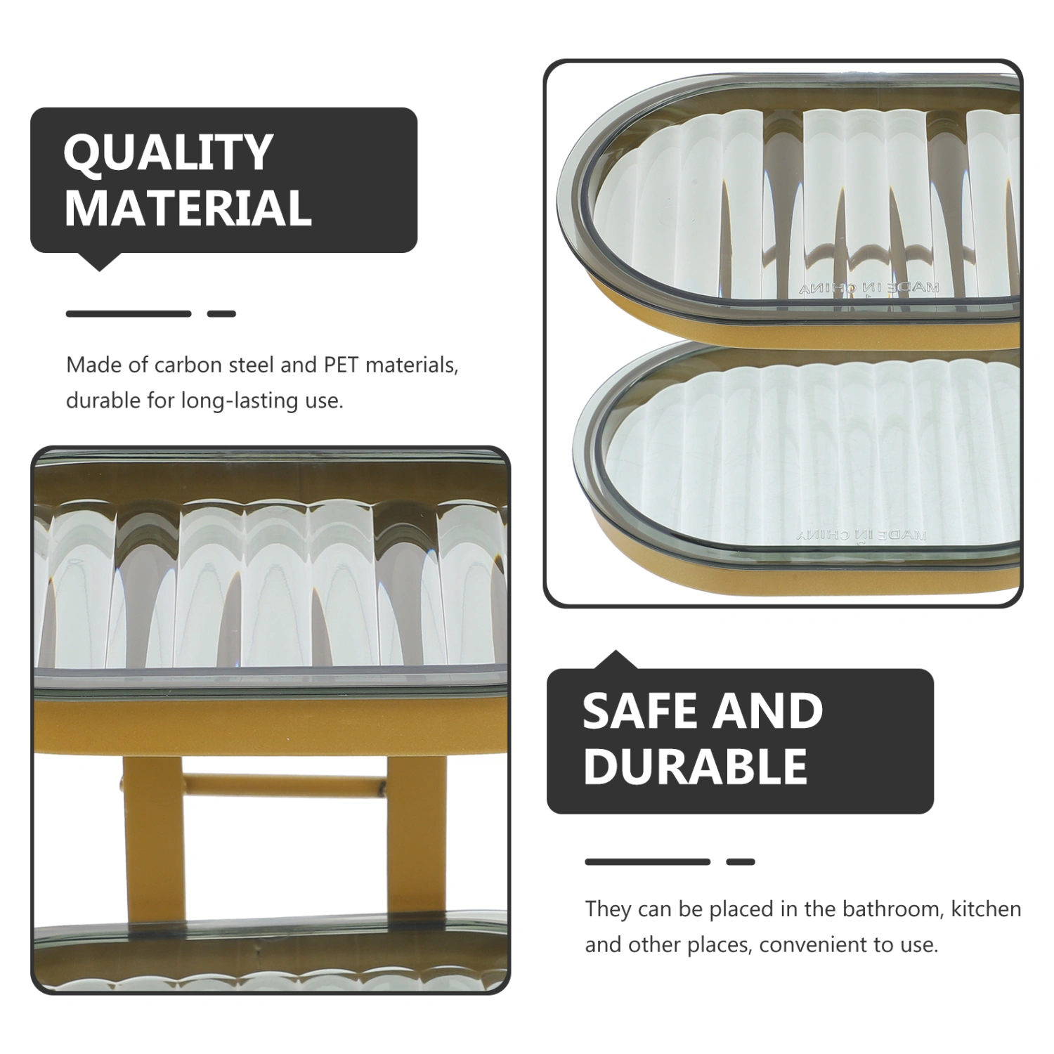 Double Layer Soap Rack Soap Dish Holder Sponge Container for Kitchen Bathroom Laundry Wash Room