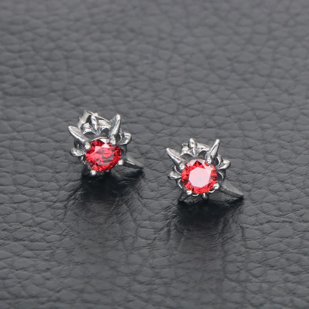 Fashion Men's Titanium Steel Stud Earrings Punk Rhinestone