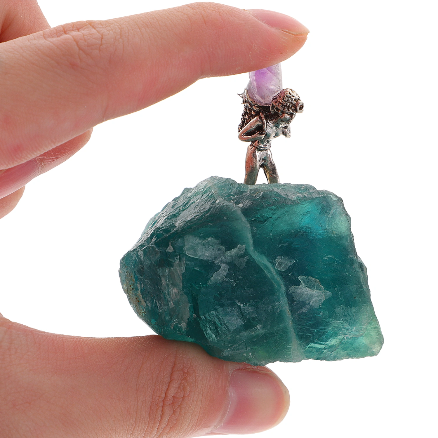 Crystal Stone Miner Back Basket Figure Crystal Stone Cluster Home Decor