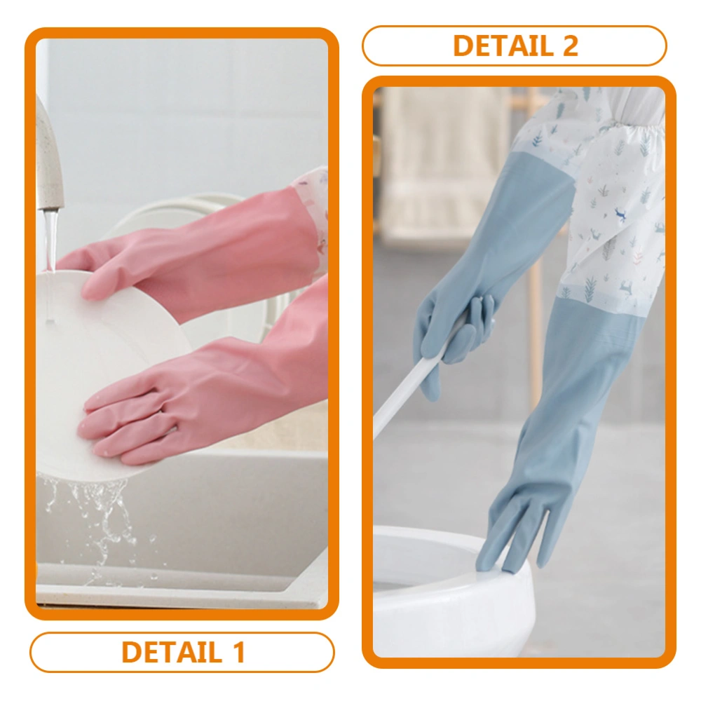 2 Pairs Dishwashing Gloves Long Cuff Gloves Reusable Cleaning Gloves Kitchen Gloves for Cleaning