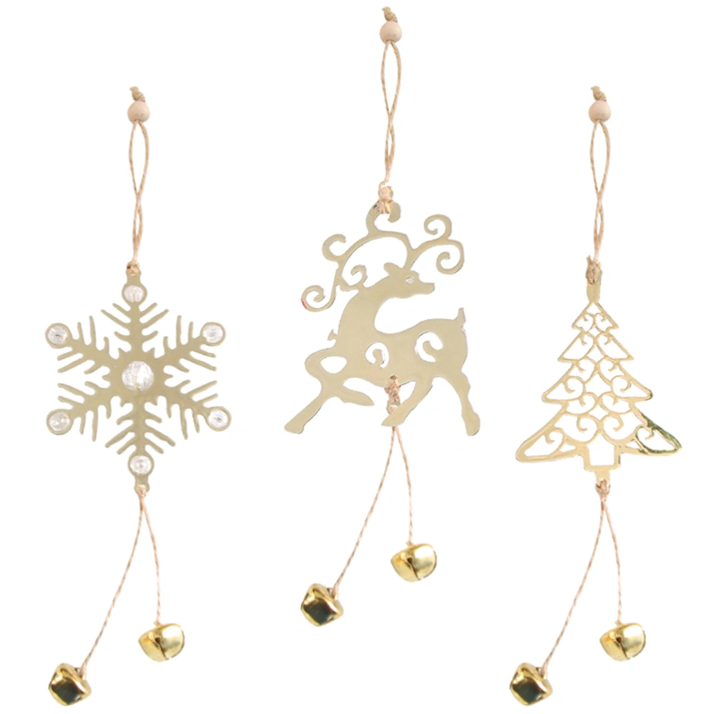 3Pcs Christmas Tree Hanging Ornament Decorative Xmas Tree Metal Pendants Xmas Party Decoration