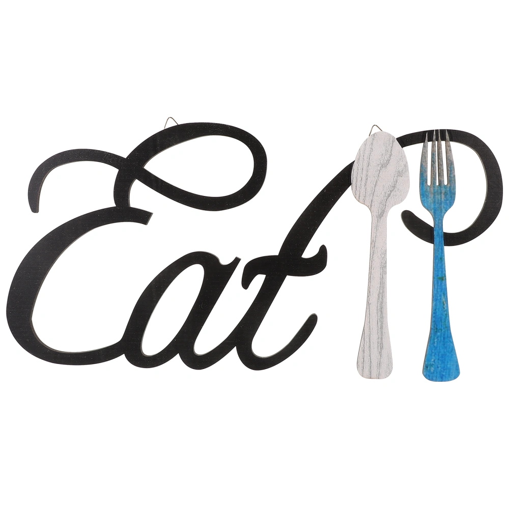 Fork Spoon EAT Letter Sign Wall Hanging Sign Large Wooden Letters for Kitchen Restaurant