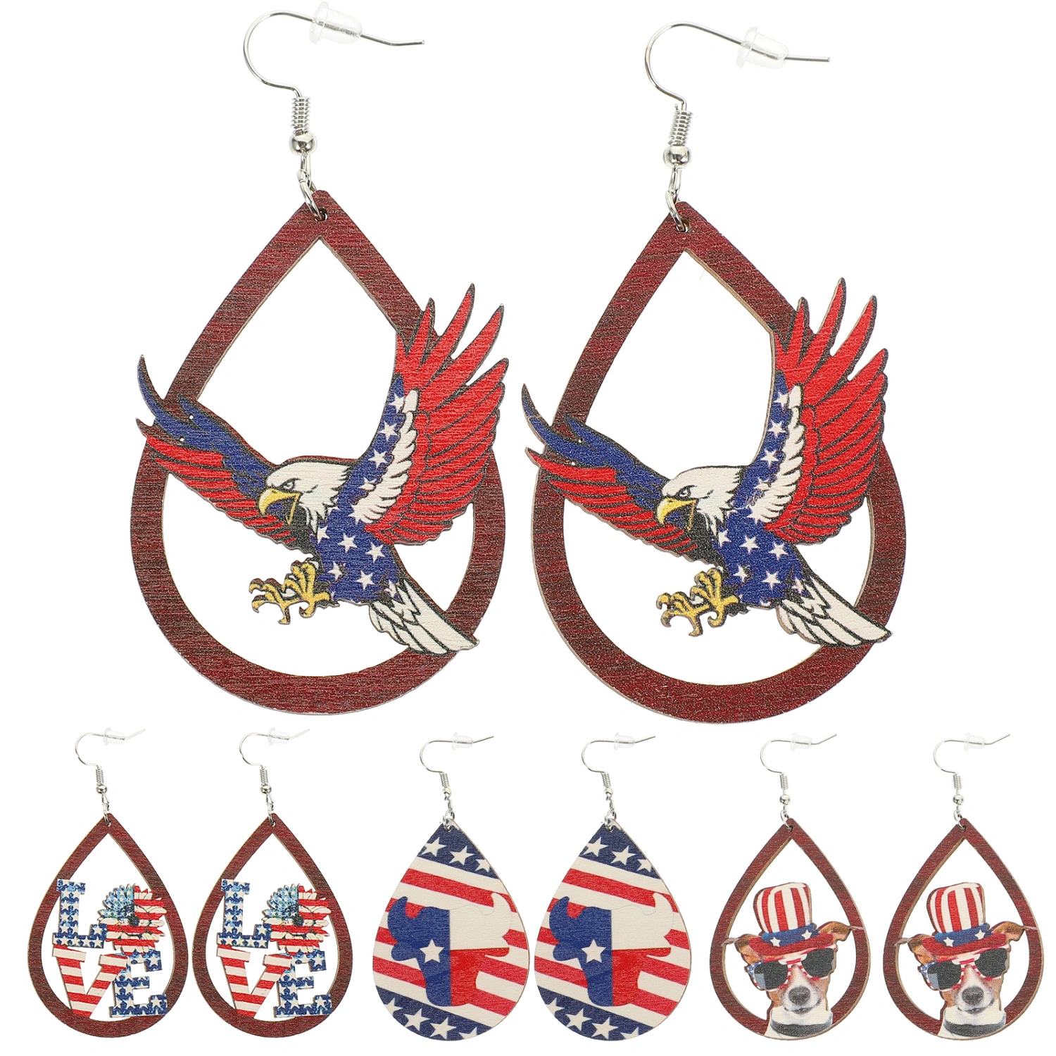 4 Pairs Fourth Of July Earrings Drop Dangle Earrings Independence Day Earrings For Women