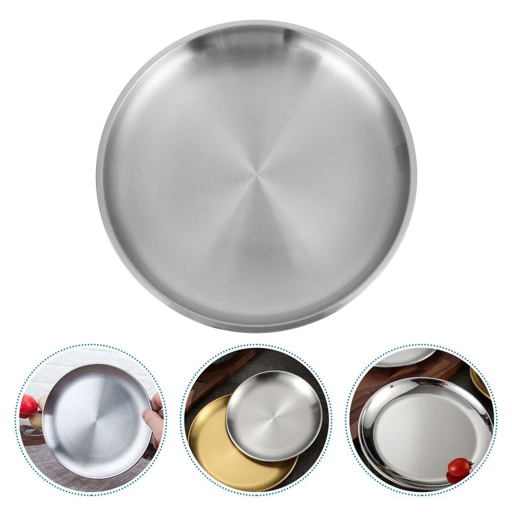 Stainless Steel Buffet Serving Plate Pizza Tray Appetizer Storage Plate Salad Serving Tray