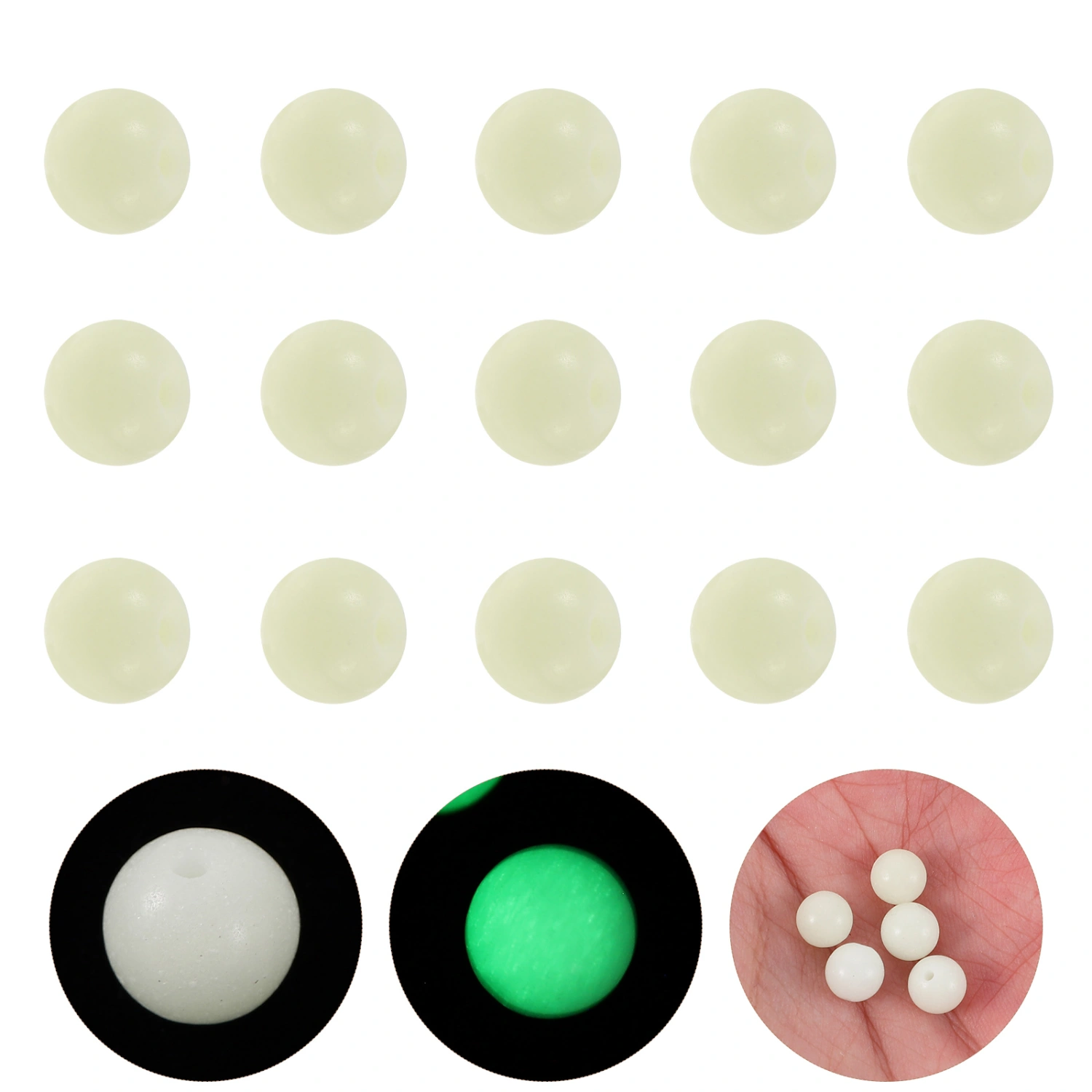 100Pcs Luminous Glass Jewelry Beads Hole Beads Diy Handmade Crafts Making Beads