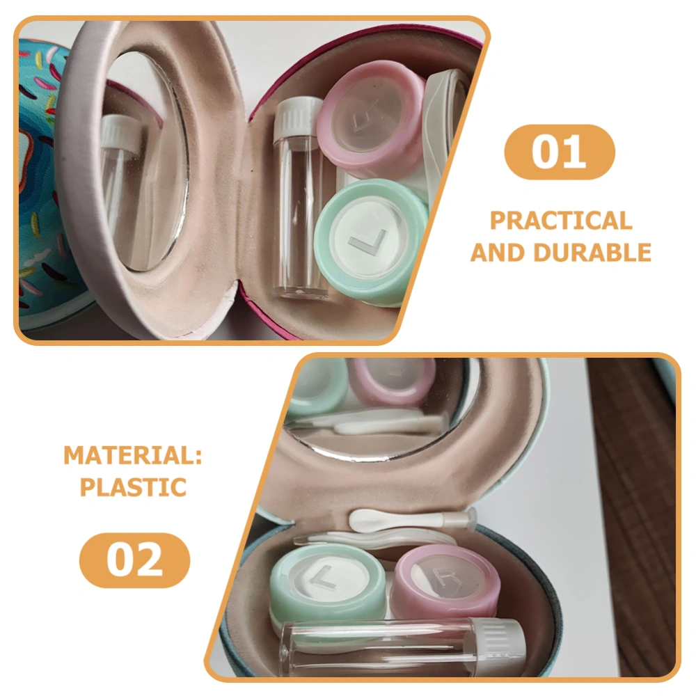 2 Sets Colorful Contact Lens Case Kit Contact Lens Case with Mirror Portable Contact Lens Case