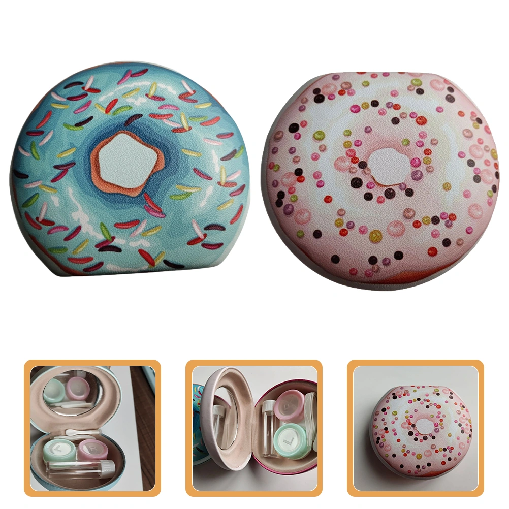 2 Sets Colorful Contact Lens Case Kit Contact Lens Case with Mirror Portable Contact Lens Case