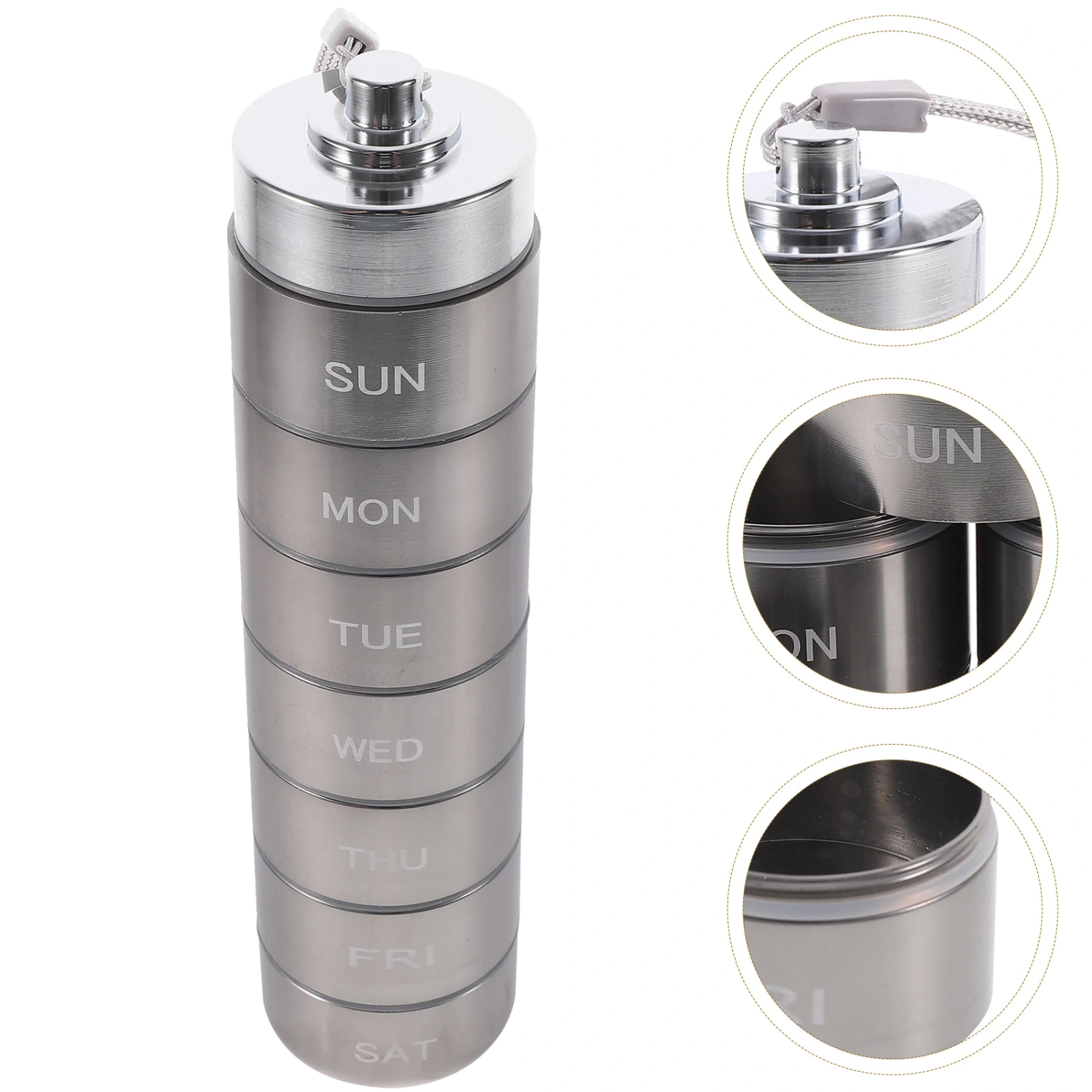 Aluminum Alloy Weekly Pill Organizer Water Proof Metal Pill Case Pill Holder Travel Pill Box