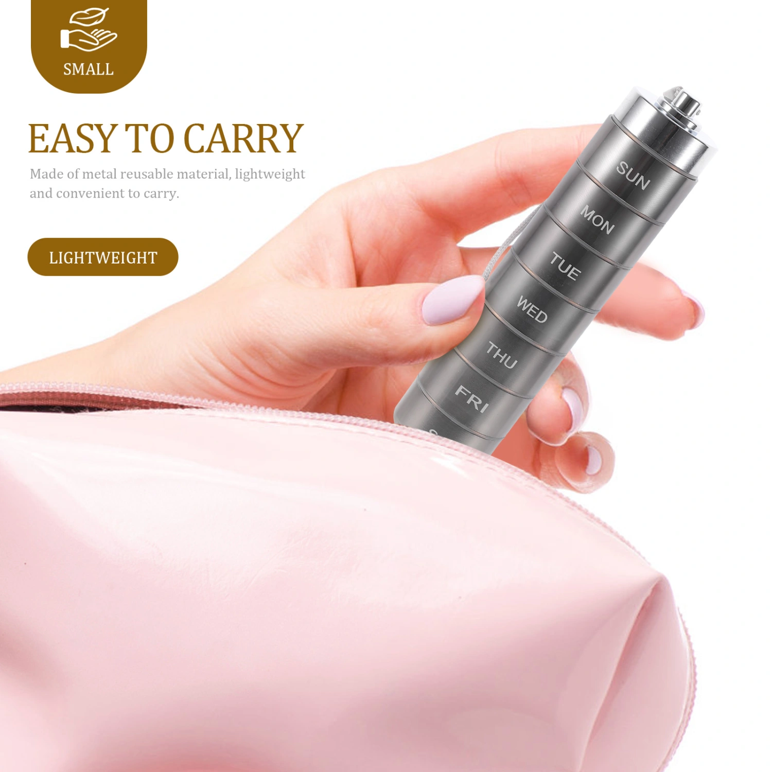 Aluminum Alloy Weekly Pill Organizer Water Proof Metal Pill Case Pill Holder Travel Pill Box