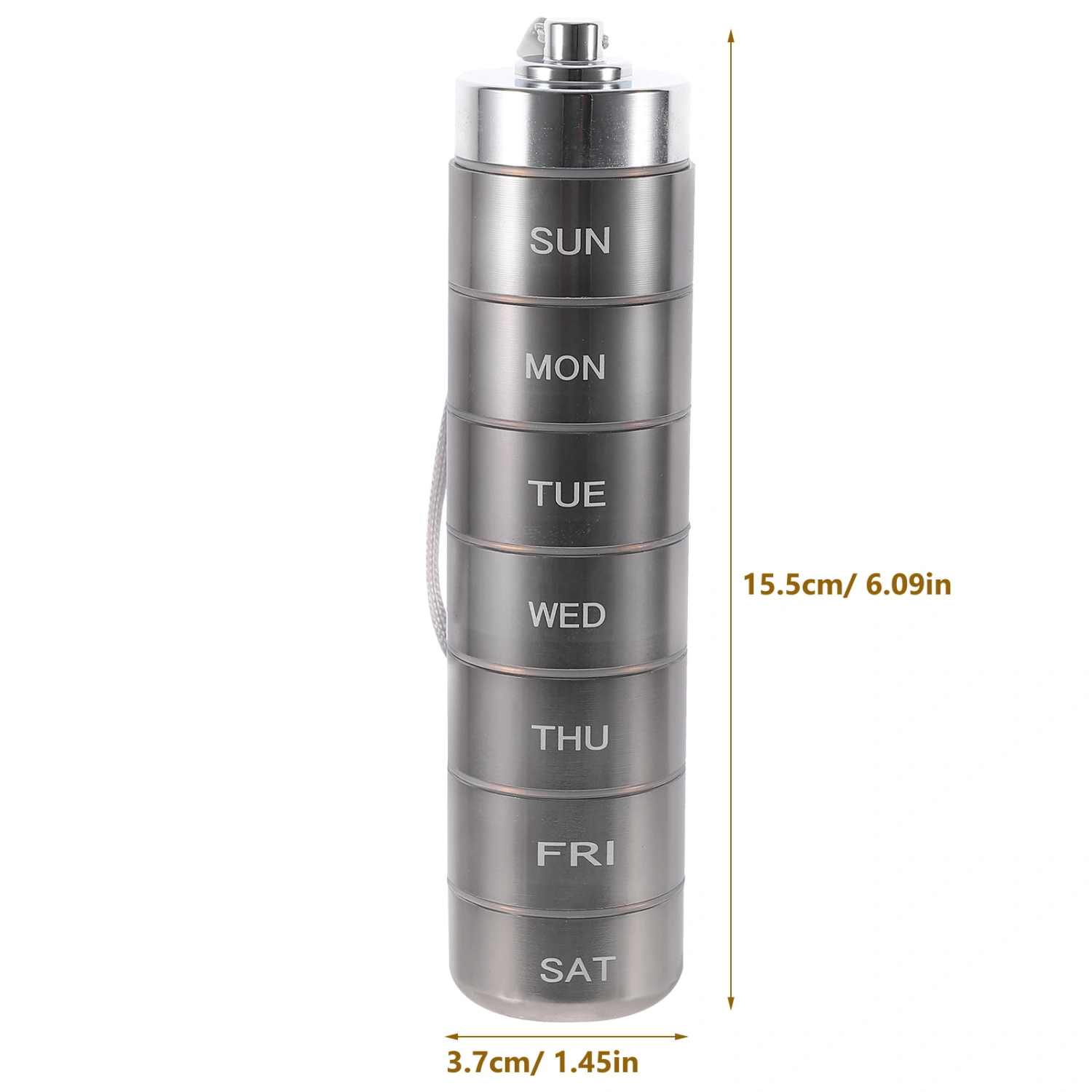 Aluminum Alloy Weekly Pill Organizer Water Proof Metal Pill Case Pill Holder Travel Pill Box