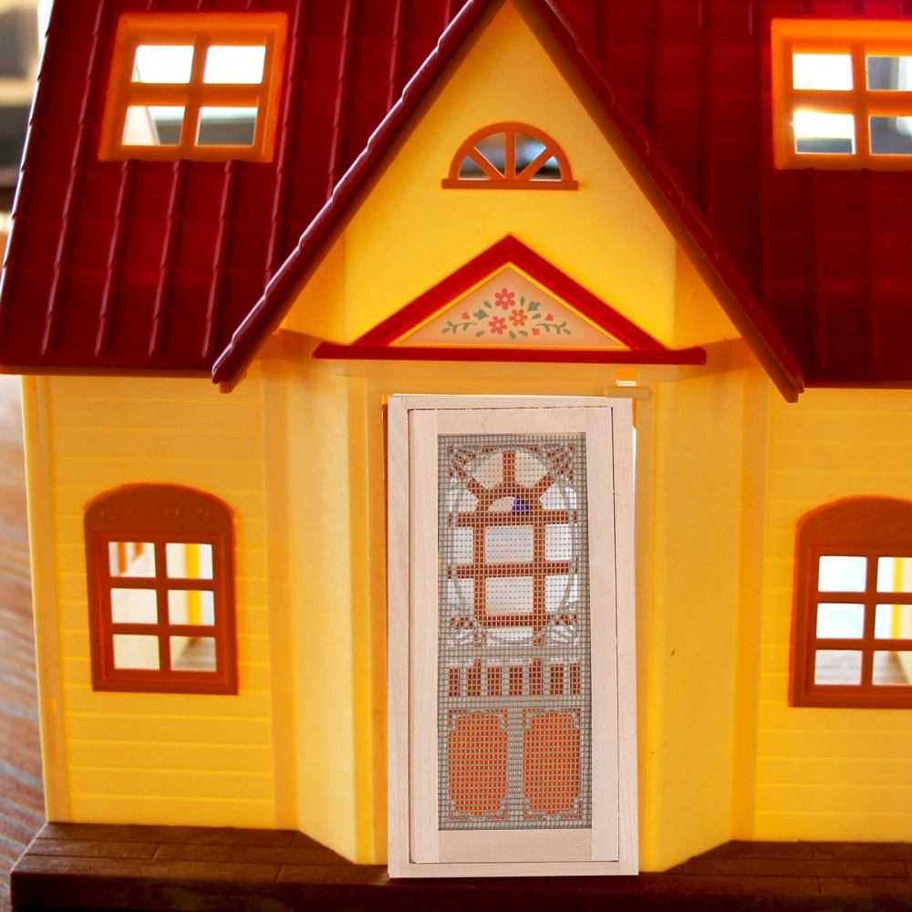 Mini House Hollow Wooden Door Mini House Furniture Mini Room DIY Decor Accessory