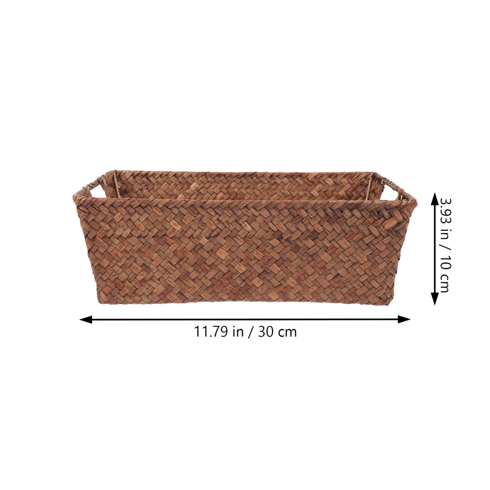 Seagrass Woven Rectangle Basket Hand Woven Basket Desktop Woven Storage Basket