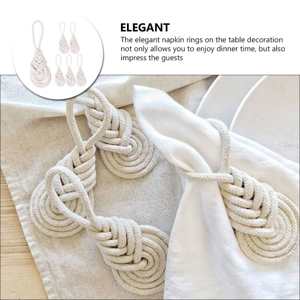 6Pcs Rope Knot  Napkin Rings Rustic Style Napkin Ring Rope Napkin Buckle Party Table Decor