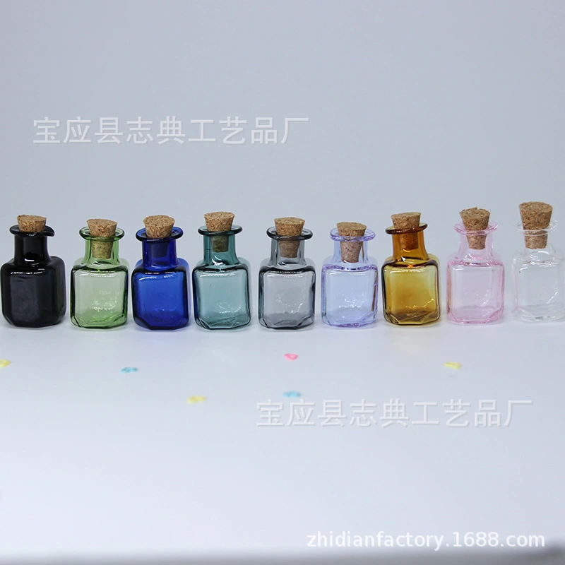 7pcs Mini Wish Bottles Colorful Wood Cork Wishing Jars DIY Glass Bottle Charms