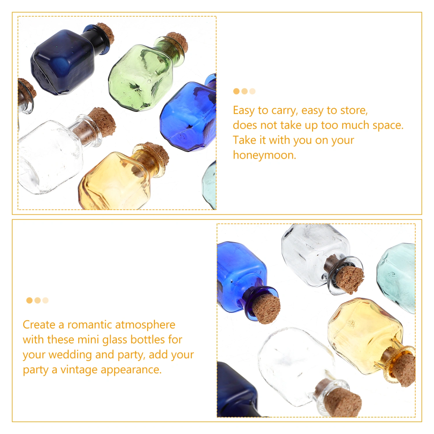 7pcs Mini Wish Bottles Colorful Wood Cork Wishing Jars DIY Glass Bottle Charms