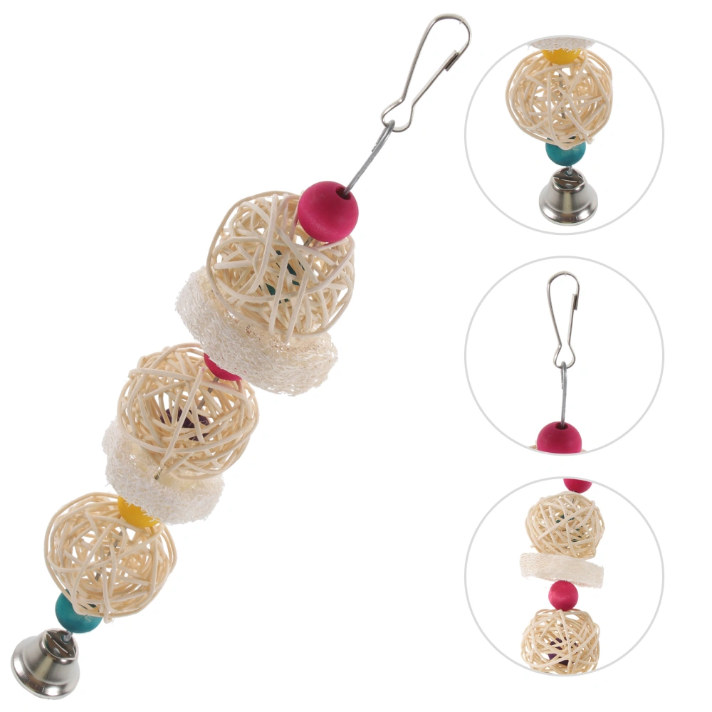 Parrot Chewing Ball Pendant Bird Cage Hanging Beading Ball Toy Random Beads Color