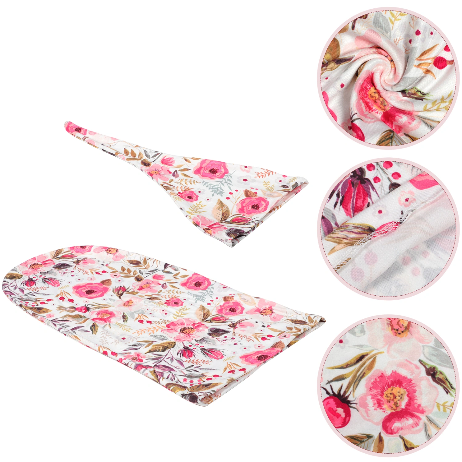1 Set Baby Receiving Blanket Newborn Swaddle and Hat Infant Girl Receiving Blanket