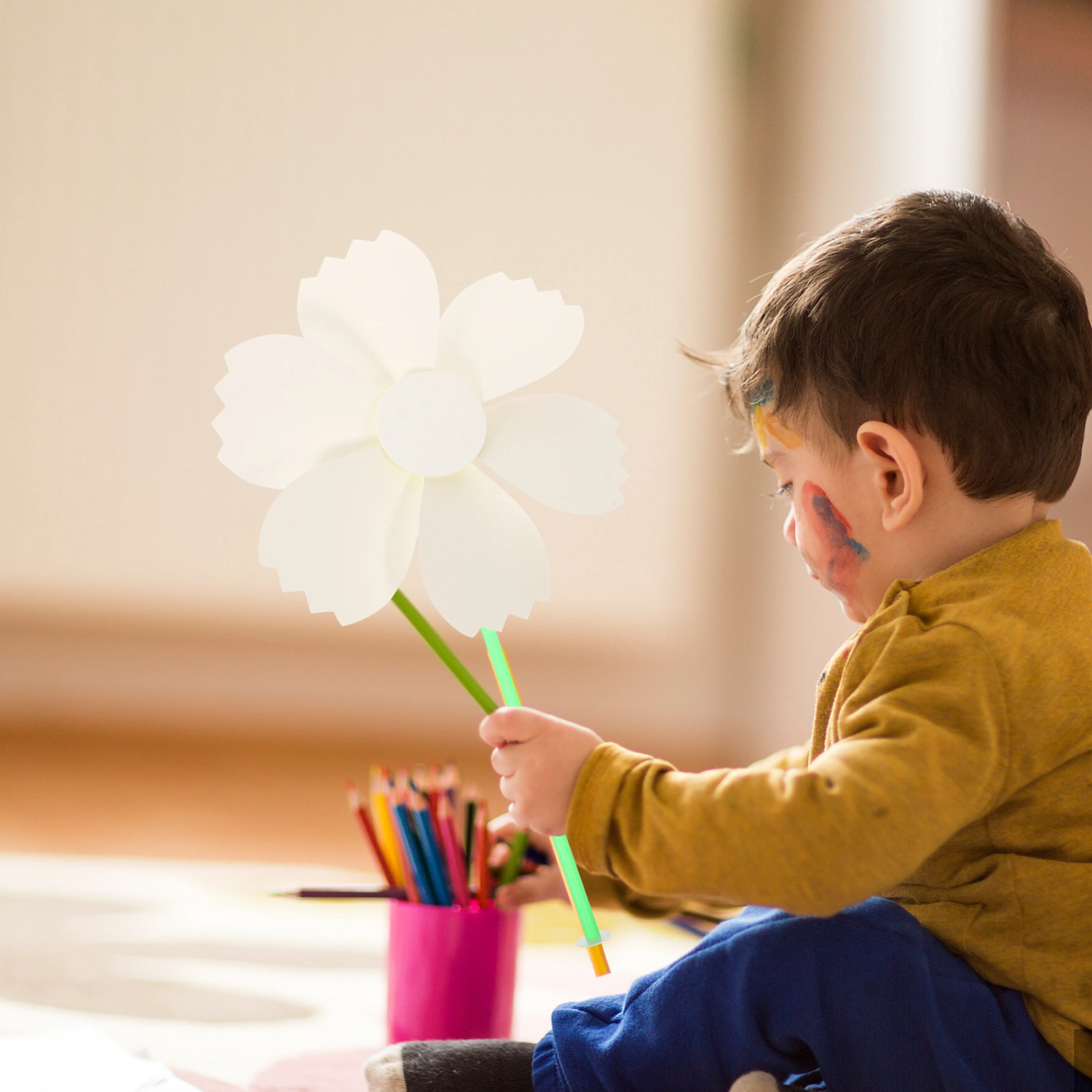 5pcs Blank Paper Pinwheels Diy Drawing Graffiti Pinwheels Paper Pinwheels for Kids